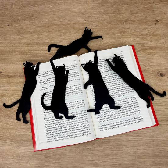 5 Stück schwarze Katzen-Lesezeichen, Metall, Katzenform, Seitenmarkierung für Buch