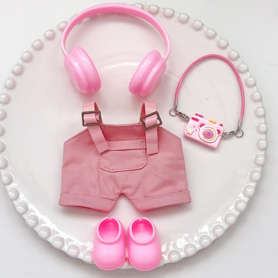 15/17Cm For Labubu Clothes Dolls Sitting Party 1St 2Nd 3Rd Headphones Overalls Shoes Set Apparel Accessories Lovely Outfit Gift
