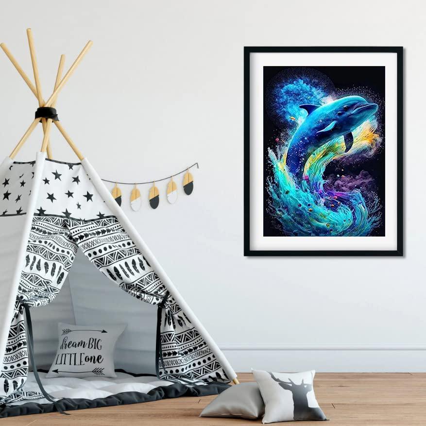 Painting 5d Blue Diy Diamond Dolphin Cross Stitch Kit Mosaic Diamond Embroidery Rose Full Round Square Drill Home Decoration
