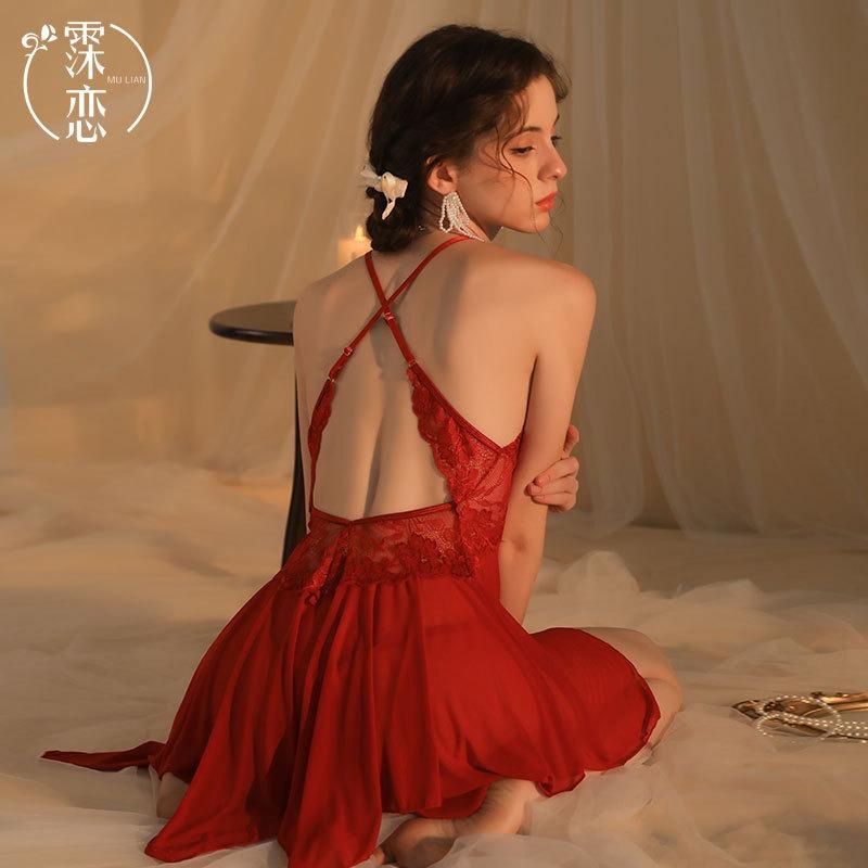 Sexy Lingerie Lace Sexy Pure Lust Front Open Hot Suspender Skirt Small Chest Big Flirting Uniform