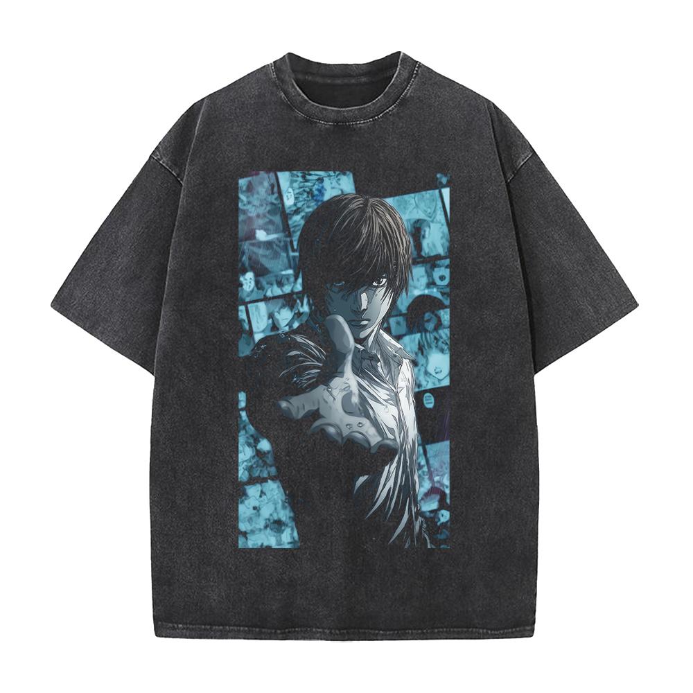 

DEATH NOTE Yagami Light Anime Graphic Tshirt Men Women Clothing Short Sleeve Cotton T-shirts Washed Tee Harajuku Male T Shirt S чёрный