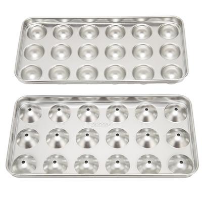2 Piece With Lid Stainless Steel Ice Tray Ball Shaped Ice Ball Mold Reusable Ice Cube Mold  Bar