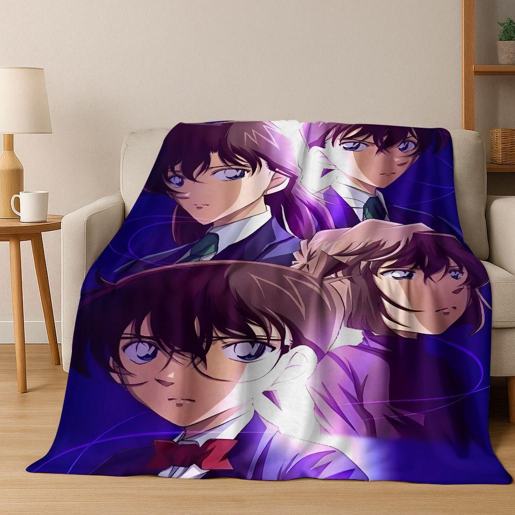 Retro Anime Detective Conan Cartoon Flannel Blanket,Warm and Cozy Soft Throw Blanket for Home Bedroom Bed Sofa Picnic Cover Kids