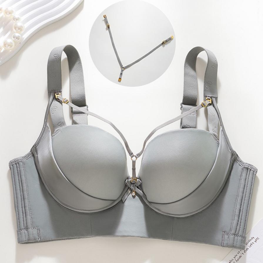 Sexy and Comfortable Large Size Bra with Front-connected Bust Straps and No Underwire Push-up Bra