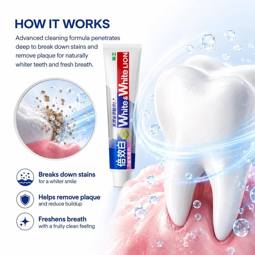 Dentifricio Lion Extra White (Fusione di Frutta) 180g
