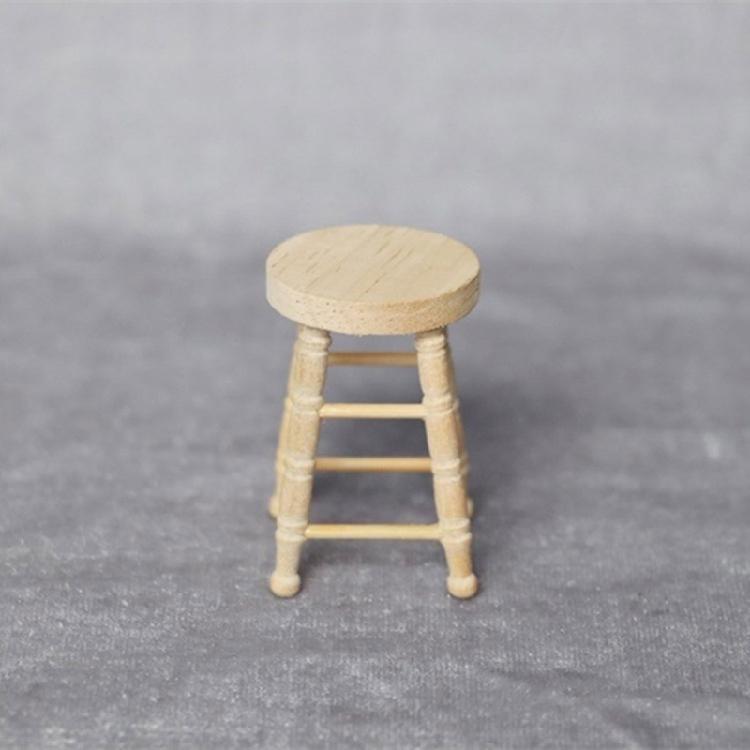 Realistic Stool Miniature Display Zakka Role Play and Display for Dollhouses Enthusiasts, 1/12 Scale, Wood Stool