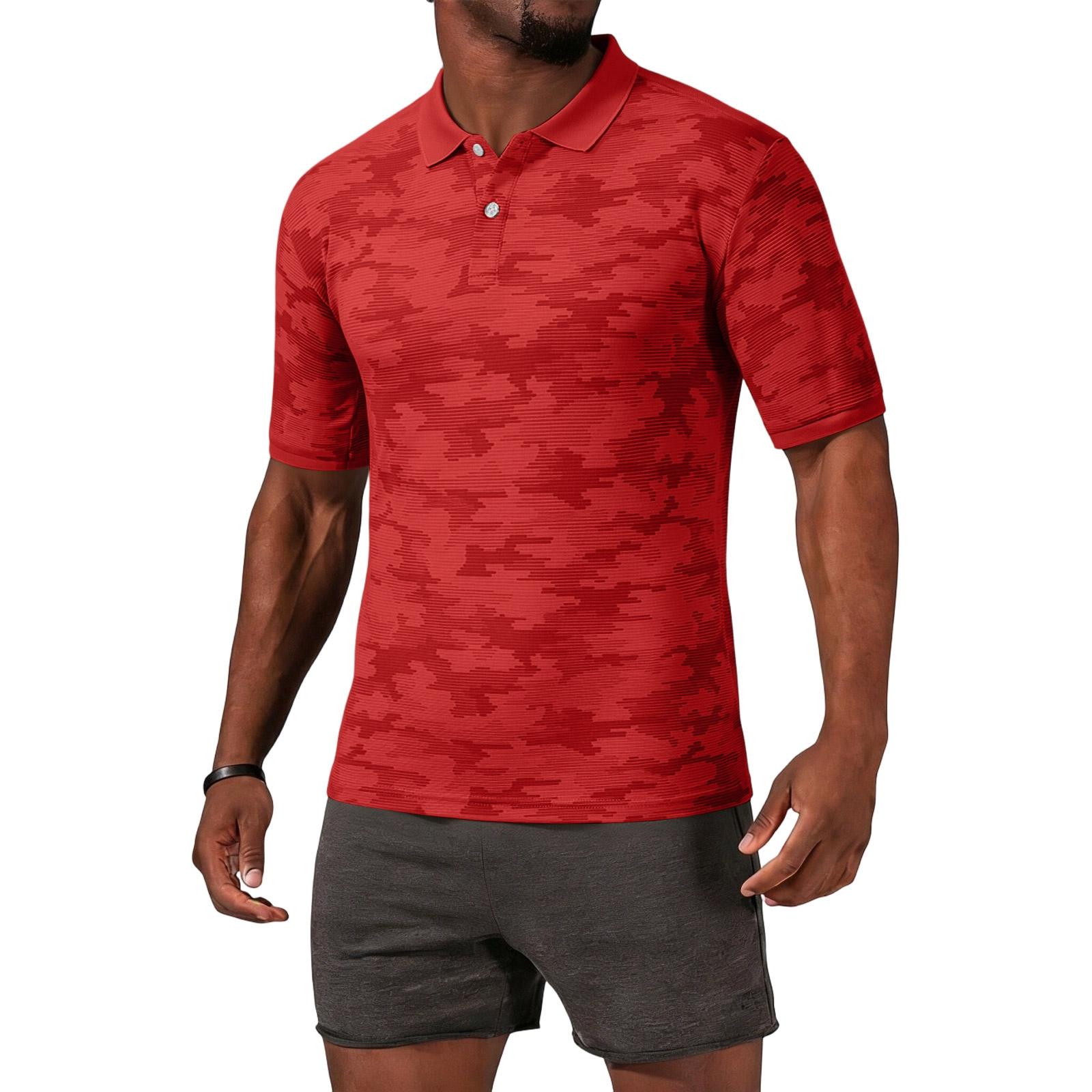 Viper Herenkleding Poloshirt Heren T-shirt Herenshirts Herentops Casual Korte Mouw Camouflageprint voor Herenmode S rood