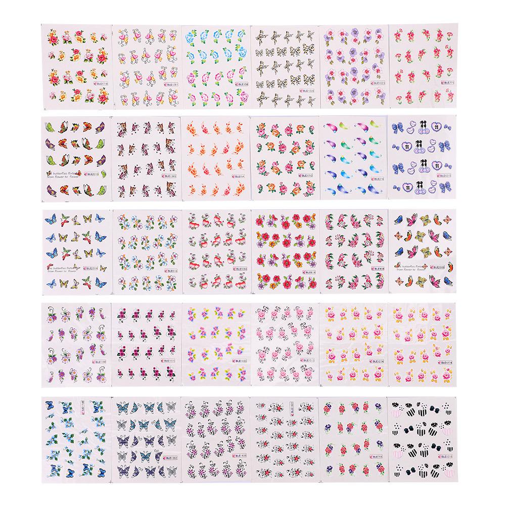 50 Ark Nail Art Overføringsklistremerker 3D Blomsterdesign Manikyr Tips Dekal Dekor