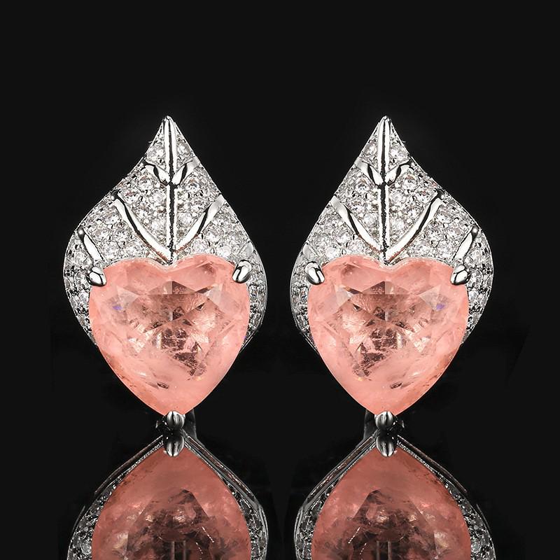 Heart-Shaped Gemstone Earrings with Retro Design - Fashionable and High-End for Women