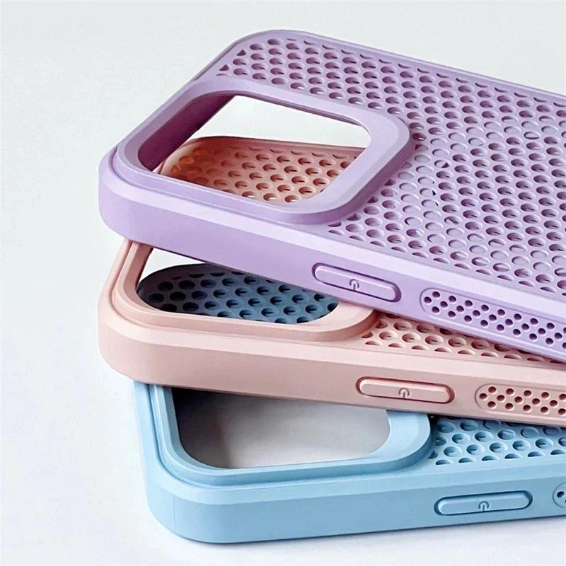 Ultra Thin Heat Dissipation Mesh Magnetic Case For iPhone 16 15 13 12 14 11 Pro Max For Magsafe Matte Shockproof Hard PC Cover