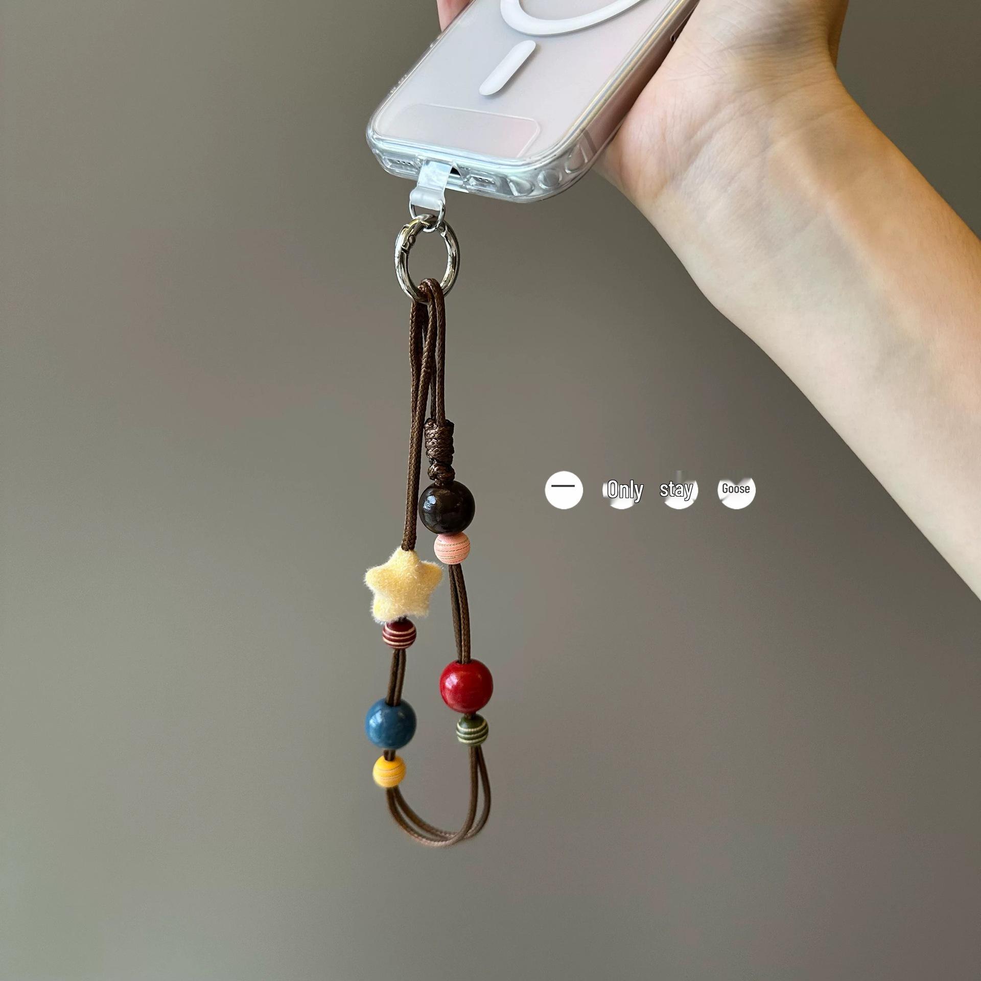 

Ретро Звезда Минималистичный Телефонный Шнурок: Защита от потери, защита от кражи, кроссбоди-цепочка «свободные руки» с вощёным шнуром.