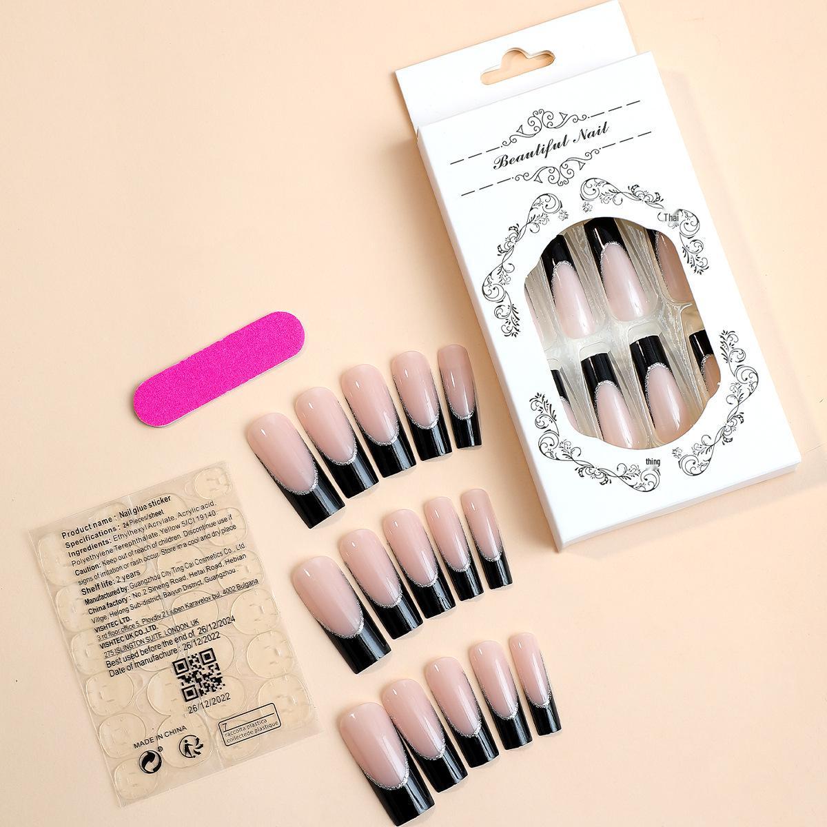 

Long French Manicure Wearable Armor Nail Set - 24 Pieces