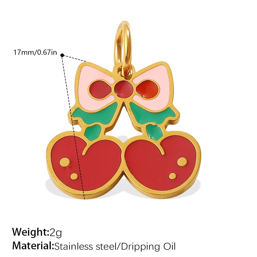 

Cross-border Red Enamel Cherry Pendant: Gold Base DIY Bracelet & Necklace Accessory