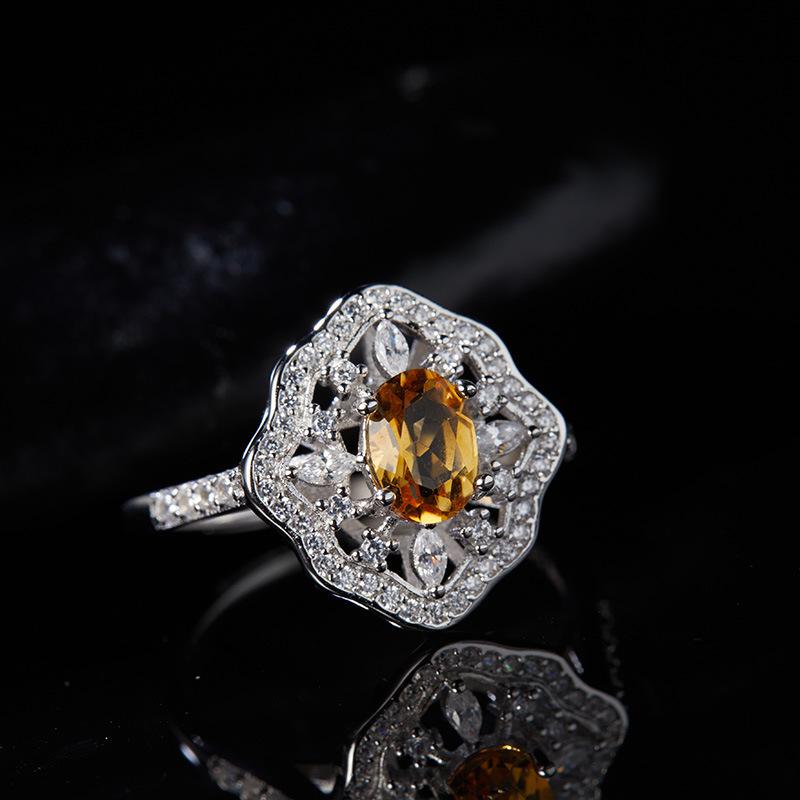 Original Design Does Not Fade Niche High Sense S925 Sterling Silver 18K Natural Citrine Lucky Treasure Ring Women