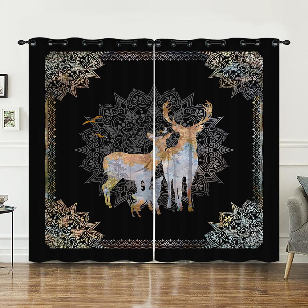 Curtains Animal Texture Deer Curtains Bedroom Living Room Blackout Curtain Perforated