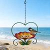 Durable Heart Shape Hanging Bird Feeder Flower Iron Bird Feeding Station Anti-Leakage Large Capacity Bird Food Container Yard