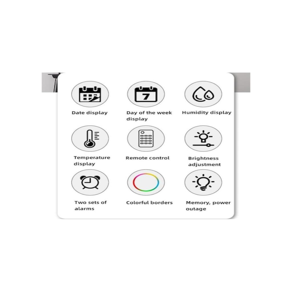 Colorful Ambient Light 12-inch Large Screen Multifunctional Clock, Nordic Simple Living Room Wall Clock, LED Wall Hanging Clock