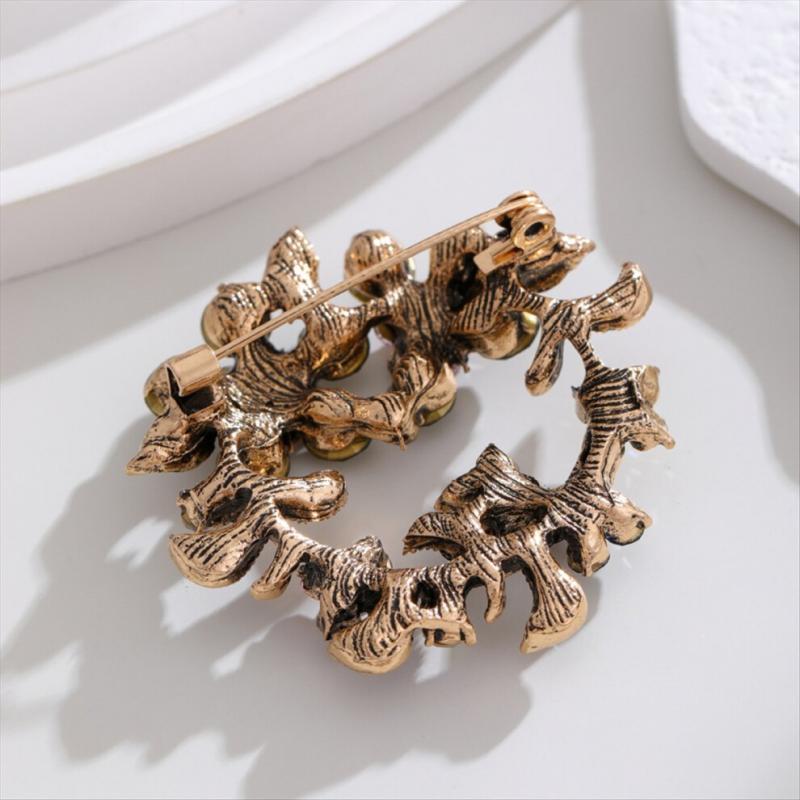 Colorful crystal brooch, vintage floral brooch for women.