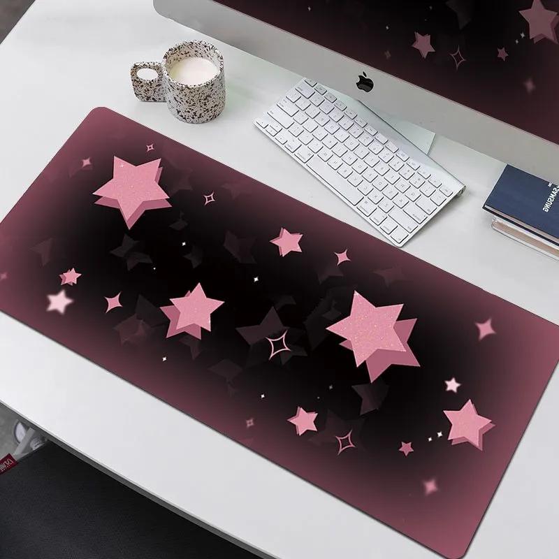 Black And Pink Gradient Star Korean Mouse Pad Extra Large Female Sweet Cool Healing Computer Office Keyboard Desk Anti Slip Mat