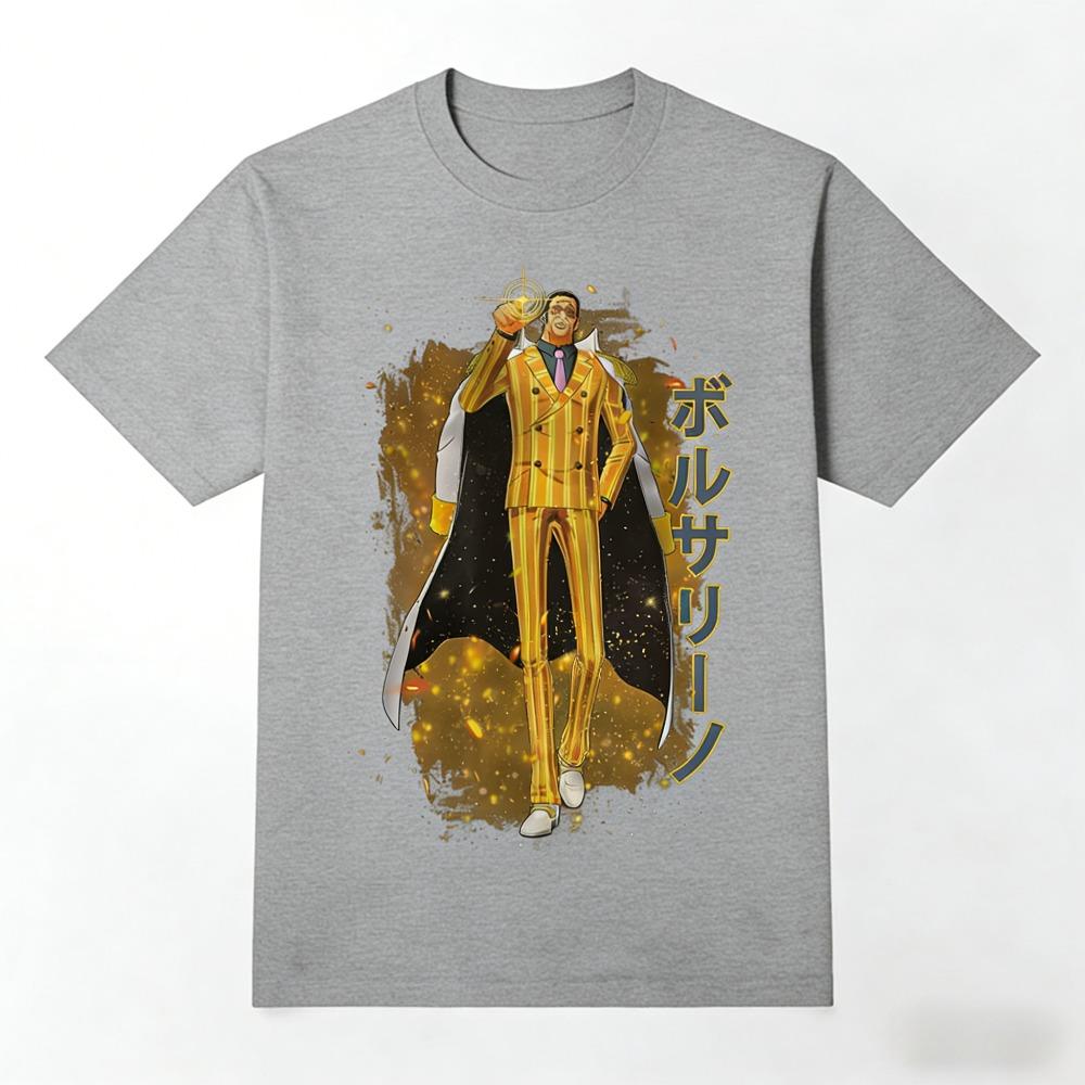 

One Piece Light Speed Admiral Kizaru Unisex Tshirt 2026 Summer New Popular Anime Printed Casual Parentchild Short Sleeved Top S