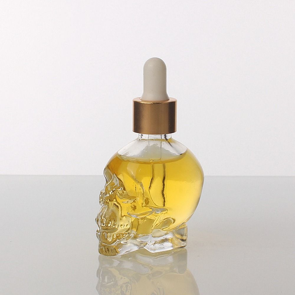 Transparent Skull Shape  Bottle with Pipette Glass Liquid Dropper Bottle Portable   Travel