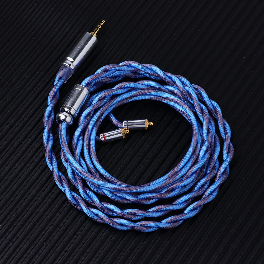 LINSOUL Euphrosyne Litz6 Type Silver Plated Cable Earphone Upgrade Cable 5N-OCC (Blue-Black, 2.5mm-MMCX)