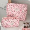 1pc/set Floral Quilted Makeup Bag, Multifunctional Makeup Bag, Large Capacity Travel Makeup Box, Cute Portable Toiletry Bag Set