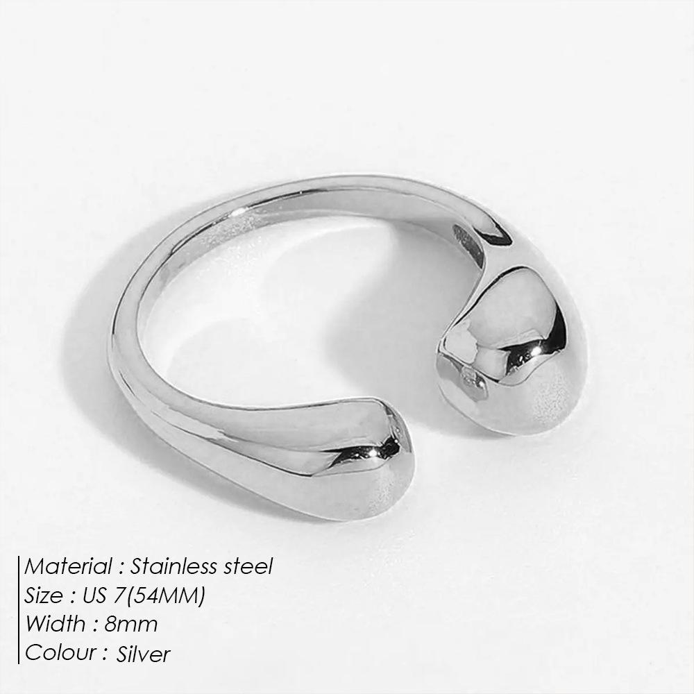

Minimalist Trendy Chunky Curved Statement Rings for Women Personality Stainless Steel Adjustable Open Rings Party Jewelry Gifts resizable