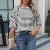 Damen Lässiges Gestreiftes Farbblock-Oberteil