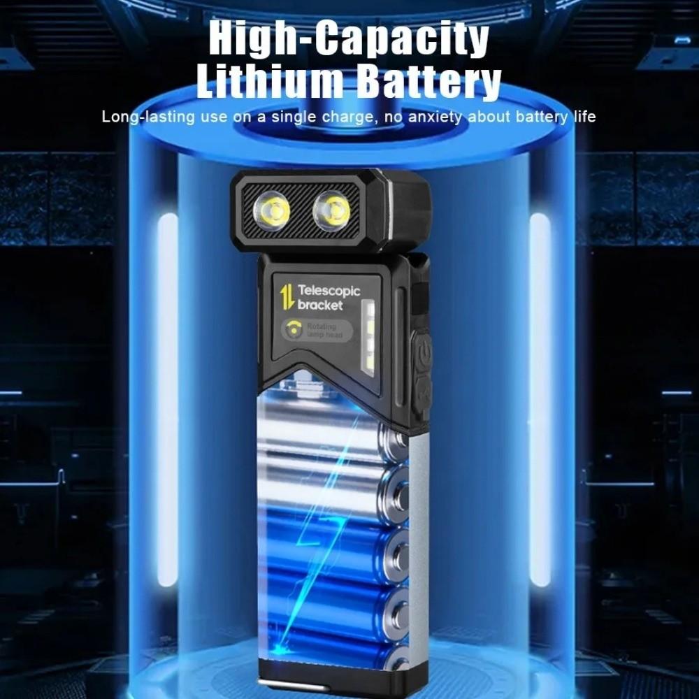 Electric Display LED Work Light USB Rechargeable 180° Rotating Telescopic Flashlight Telescoping Design with Tail Magnet