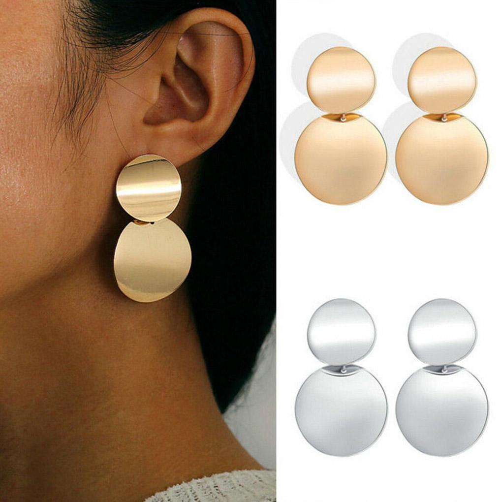 1 Pair Alloy Earring Ear Pendent Fashion Jewelry Fine Workmanship Long-lasting Round Plate Exquisite Attractive