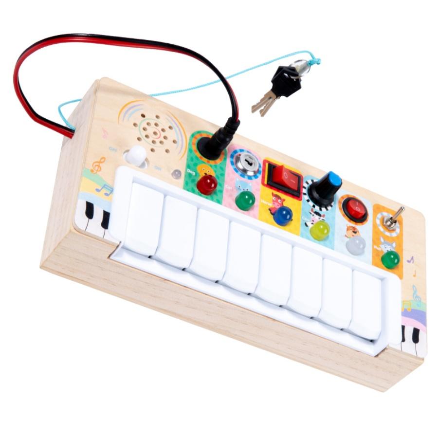 Wooden children's Montessori early education multifunctional LED switch light music box enlightenment puzzle toy