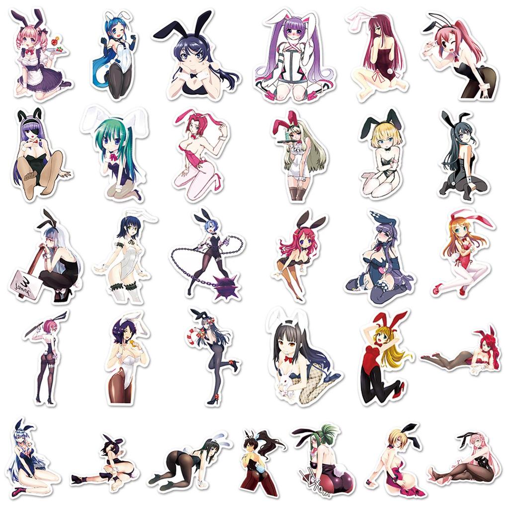 61 Bunny Girl Stickers: Cute, Sexy, Waterproof Cartoon Women for Creative Decoration and Journals.