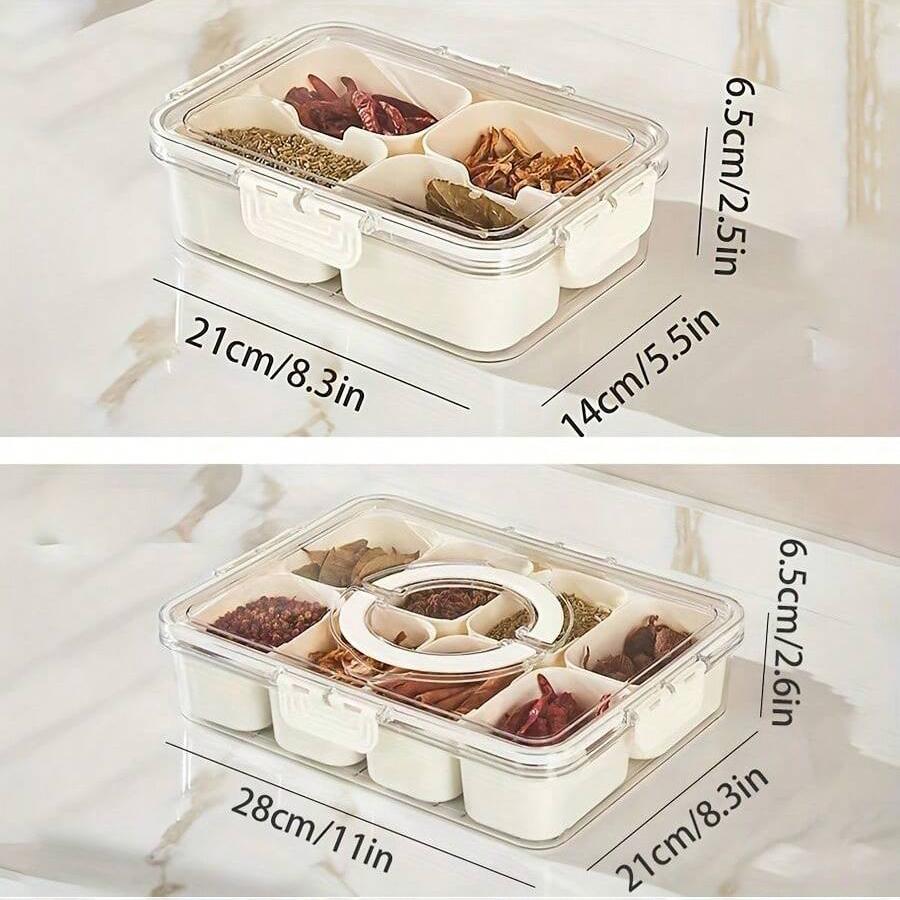 4/8 Vakken Snackdoos Container Draagbaar Reis Koelkast Voedsel Opbergdoos, Snack Organizer, Verdeelde Opbergcontainers Saladebox