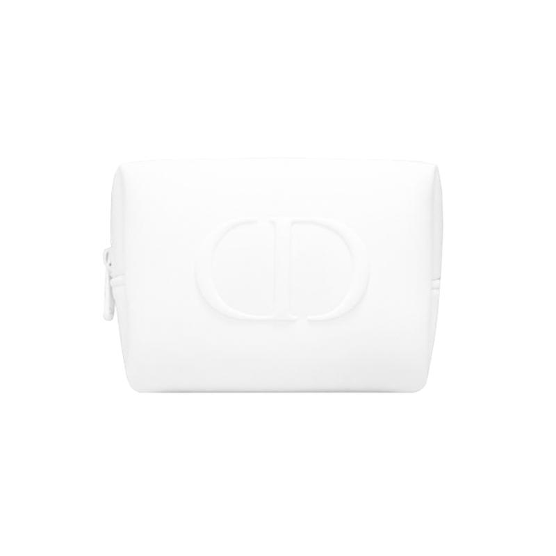 Dior Cd Logo Cosmetic Pouch White Matte Travel Makeup Bag