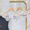 Embroidery Colorful Flower Detachable Collar Elegant Lace Shawl Faux Collar Capelet Scarf for Womens Clothing Accessory