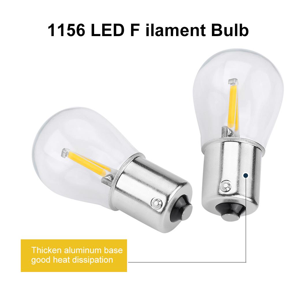 Pair of 1156 Glass Strobe COB LED Car Turn Signal Reverse Light Tail Brake Bulb White Light