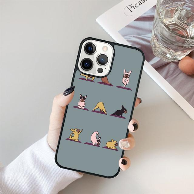 Cute French Bulldog yoga Coque Shell For iPhone 17 Air 15 16 14 13 12 Pro Max 11 Pro Max Plus Phone Case Cover