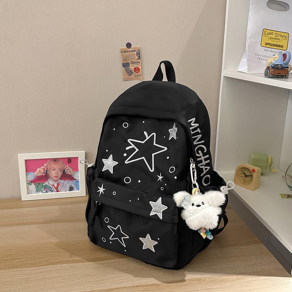 Schoolbag Japanese college style star printed schoolbag for women, large capacity, high value, junior and high school students, lightweight burden