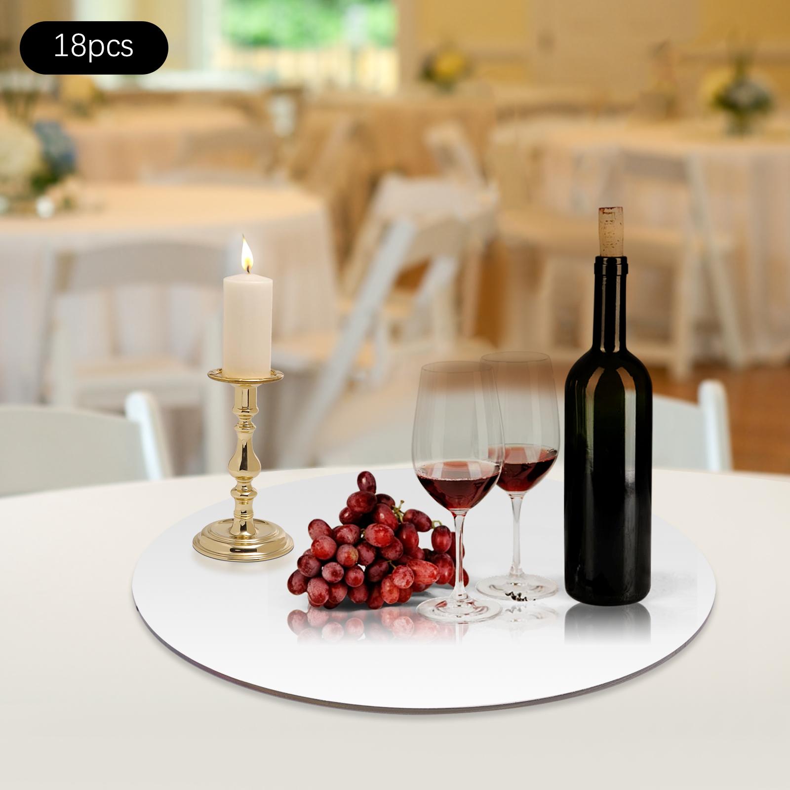 

18PCS 6 Round Mirror Tray Set, Silver Acrylic Mirror Plate, Polished Circle Centerpiece, Table Decor, Decorative Mirror Coaster срібний