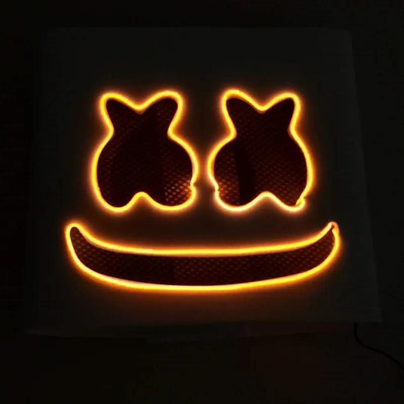 LED Marshmallow Mask Light Up Full Face DJ Helmet For Halloween Cosplay, Rave Music Festival Party Luminous Headgear