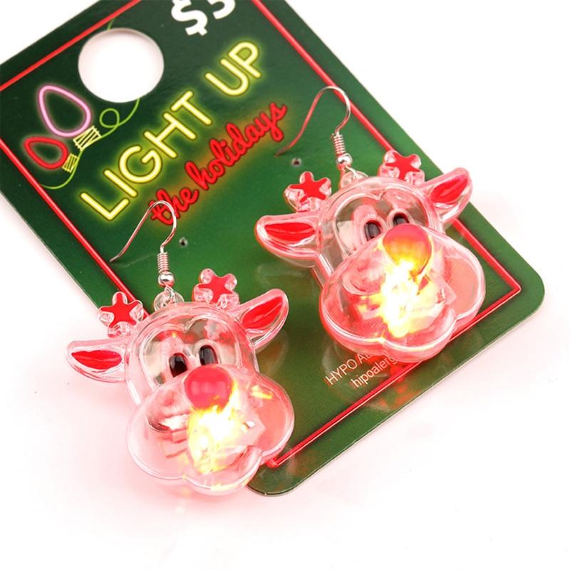 Christmas Party Earrings LED Lights Christmas Tree Glowing Dangler Glow in the Dark Snow Eardrop Easter Present Gift