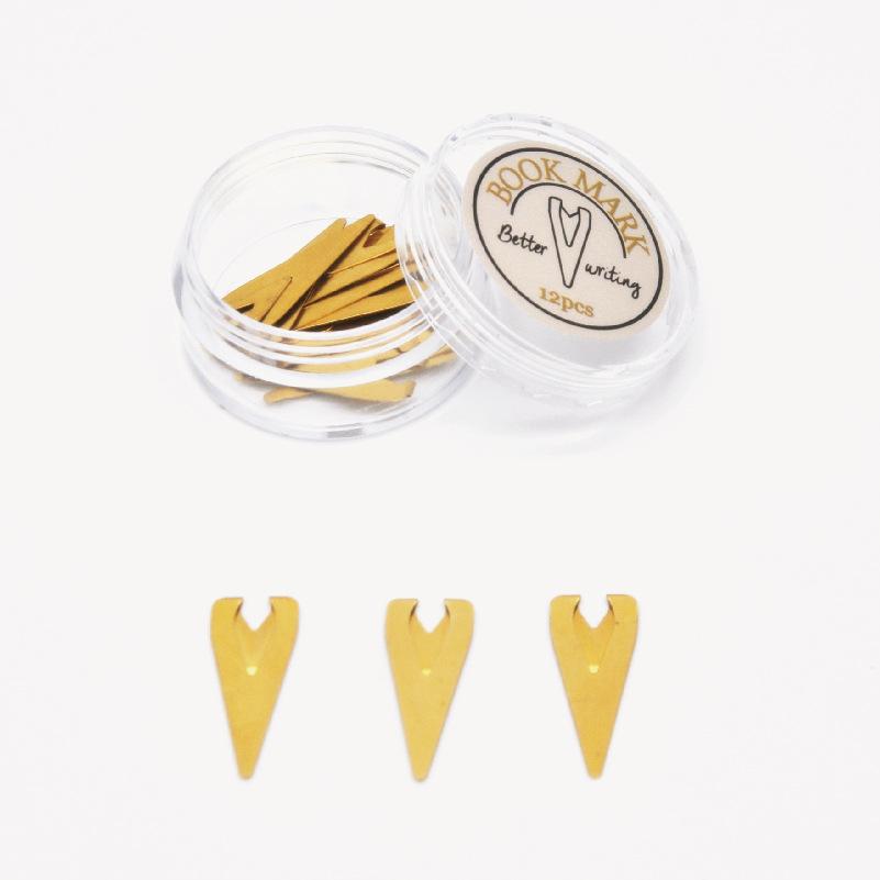 12 Pieces Metal Bookmarks Small Triangular Paper Clip Bookmarks Student Teacher Stationery Reading Tools