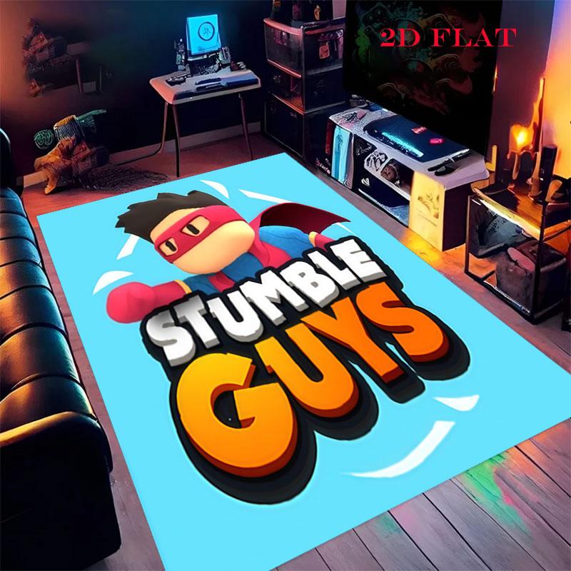 Stumble Guys Chaos Teppich für Wohnzimmer Schlafzimmer Zuhause Sofadekoration, Rutschfeste Bodenmatte für Kinder
