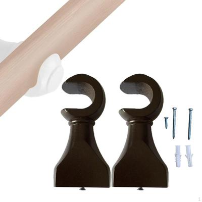 2 Pieces Curtain Rod Hooks Drapery Hanger Wall Mounted Fixing Bracket for Bedroom
