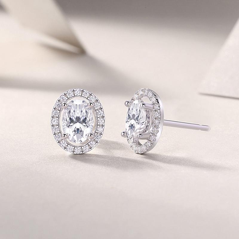 Oval CZ Stud Earrings Dainty Versatile Ear Stud Girls Earrings Minimalist Bridal Wedding Accessories Trendy Jewelry Bulk