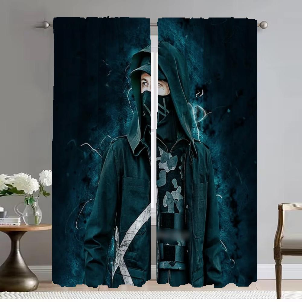 Home Interior Curtains for Camera Alan-walker Blackout Curtains 2 Pieces Window Curtain Living Room Curtain Halloween Decoration