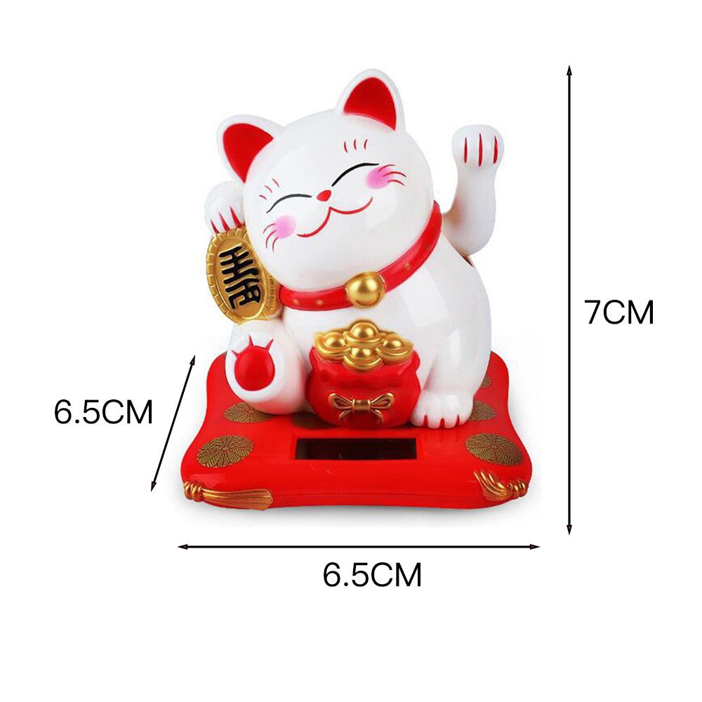 Solar Fortune Cat Ornament Automatic Waving Lucky Cat Car Decoration Cake Baking Decoration Automatic Hand Waving Fortune Cat