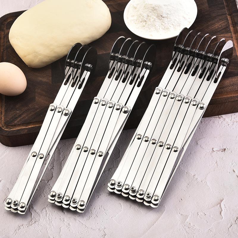 Stainless Steel Multifunctional Retractable Multi-wheel Roller Knife Fried Dough Stick Pizza Cake Maker Slicing Knife