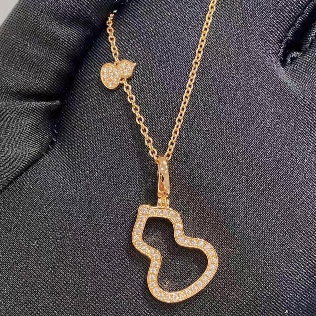 18K Gold Plated Linjia Gourd Necklace with Red Agate & White Mother-of-Pearl Pendant for Women
